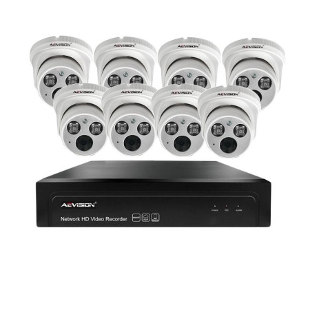 Sisteme de supraveghere Sistem supraveghere video IP 8 camere dome 30m 1080P Aevision AEVISION